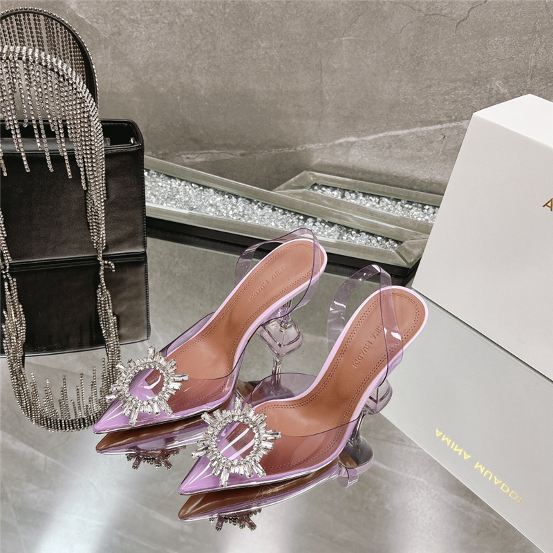 Amina Replica rhinestone buckle heeled slides