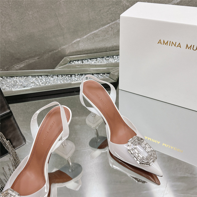 AMINA MUADDI rhinestone buckle heeled sandals