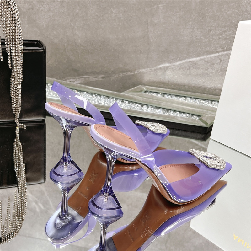 AMINA MUADDI rhinestone buckle heeled sandals