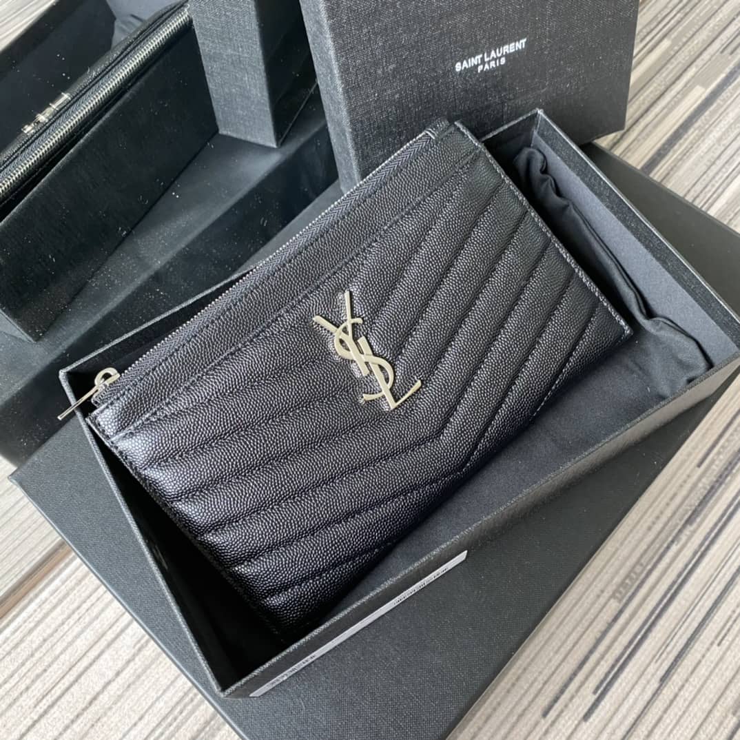YSL Clutch Replica Monogram Bill Pouch Black Metal