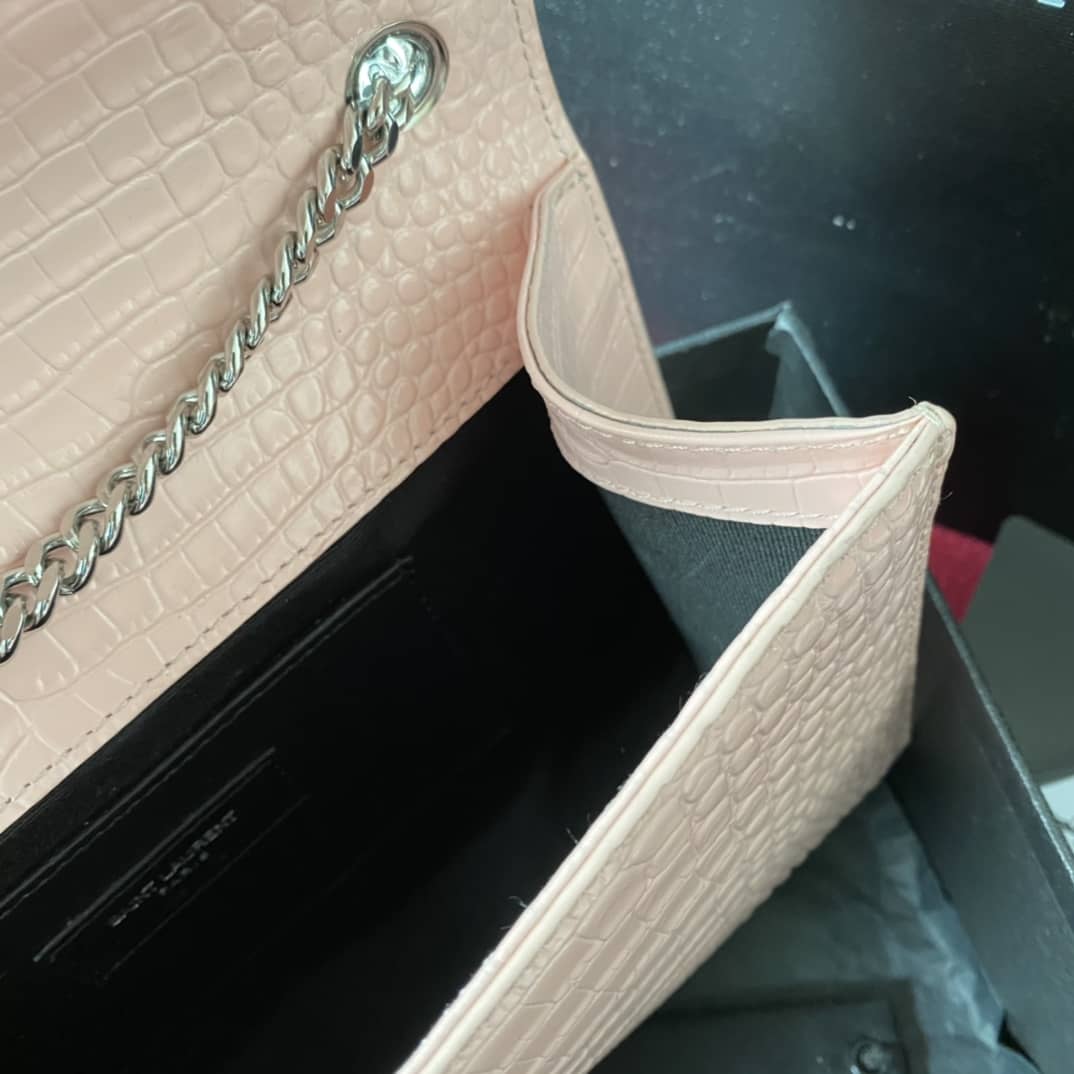 YSL Monogram Kate Tassel Embossed Crocodile Shiny Leather Cohotbag