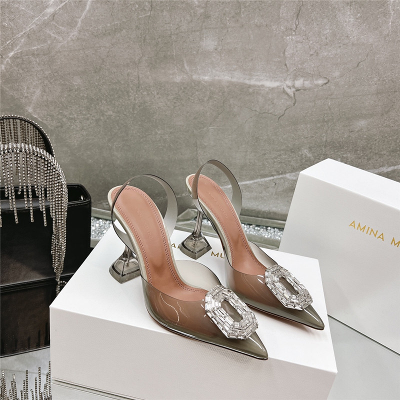 AMINA MUADDI rhinestone buckle heeled sandals