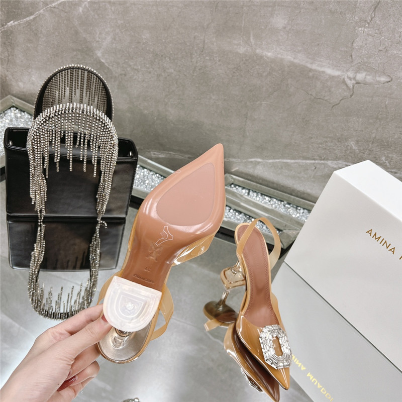 AMINA MUADDI rhinestone buckle heeled sandals