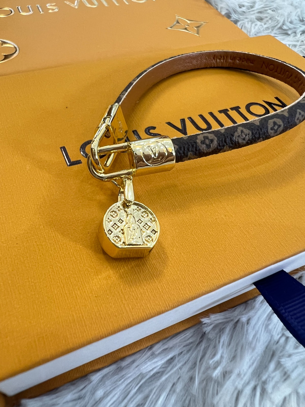 Louis Vuitton LV Tribute Canvas Monogram Gold Plated Bracelet