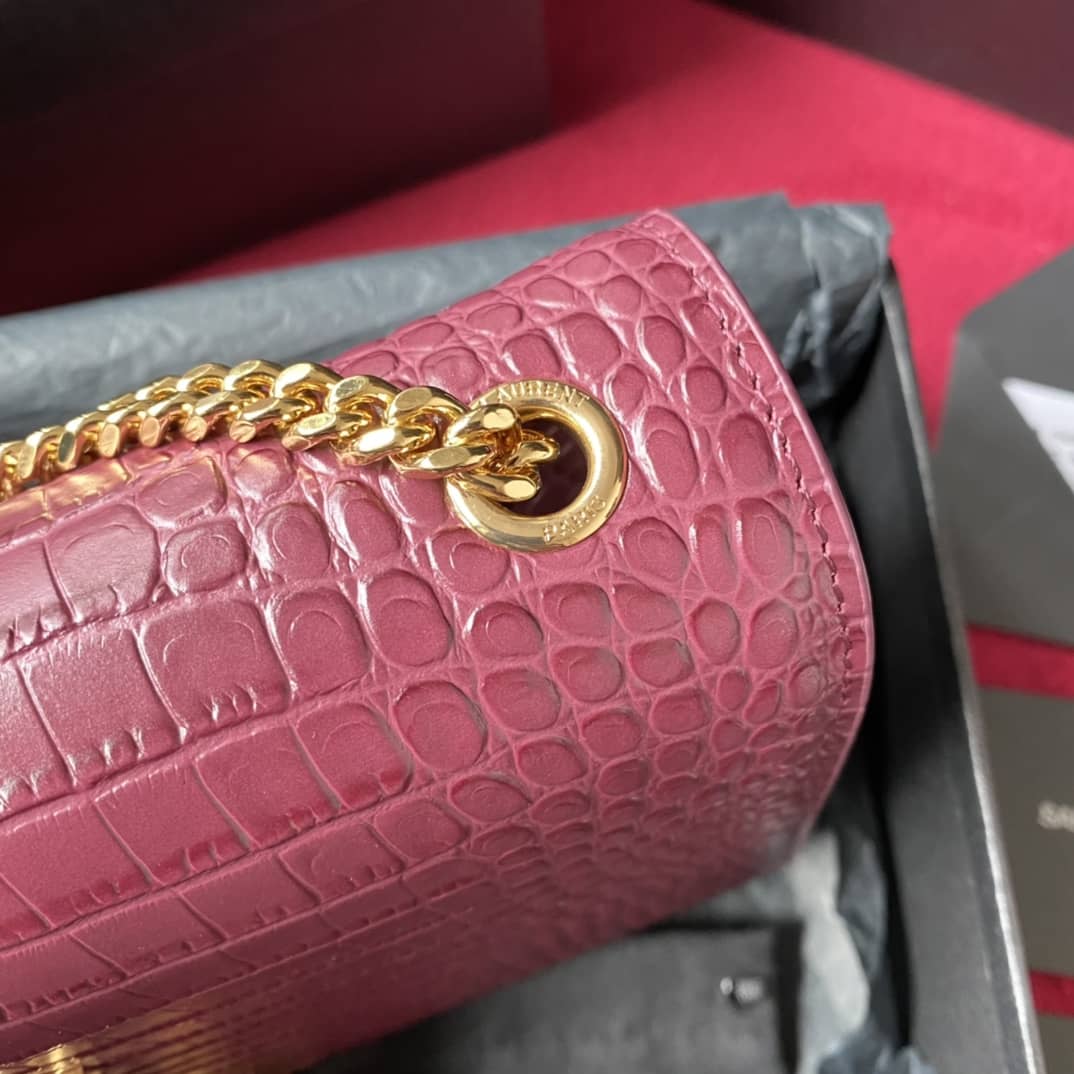 YSL Monogram Kate Tassel Embossed Crocodile Shiny Leather Cohotbag