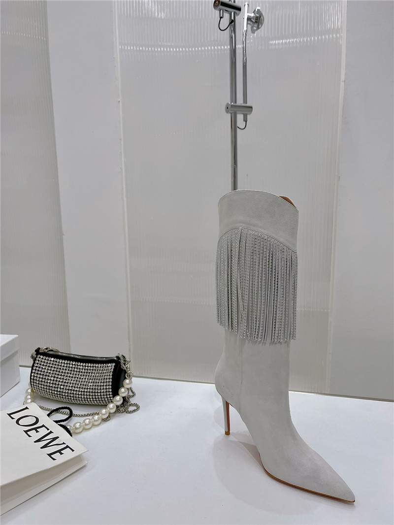 amina muaddi fringed long boots