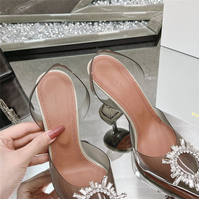 Amina Replica rhinestone buckle heeled slides