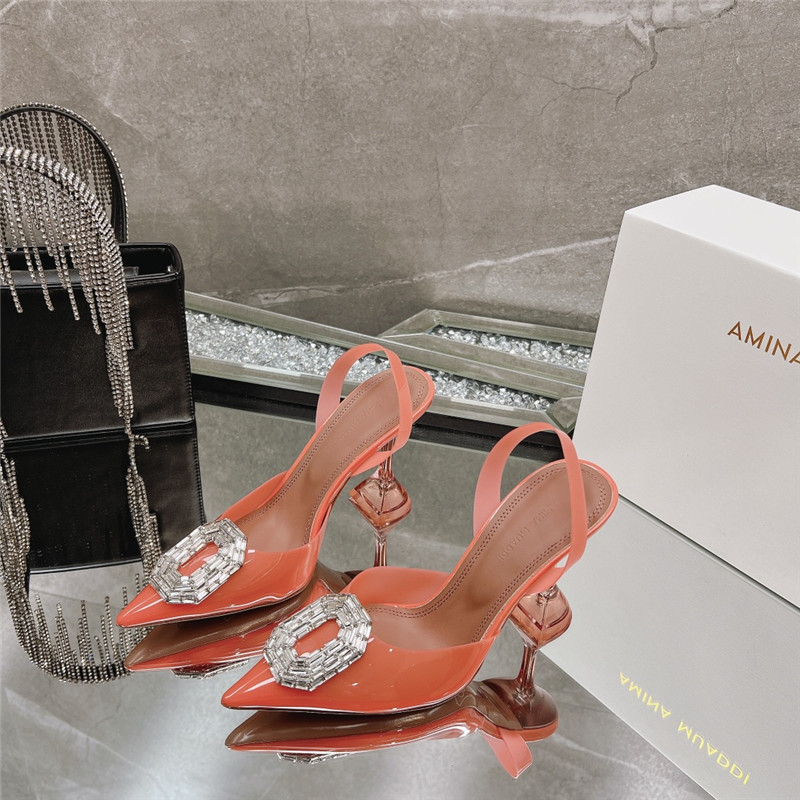 AMINA MUADDI rhinestone buckle heeled sandals