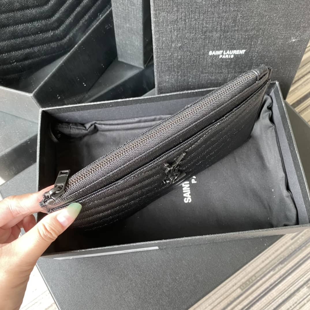 YSL Clutch Replica Monogram Bill Pouch Black Metal