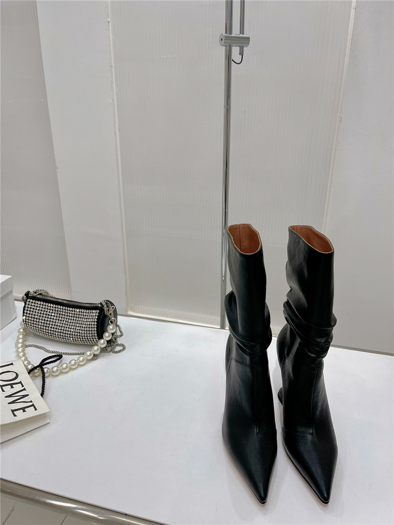 amina muaddi leather ankle boots