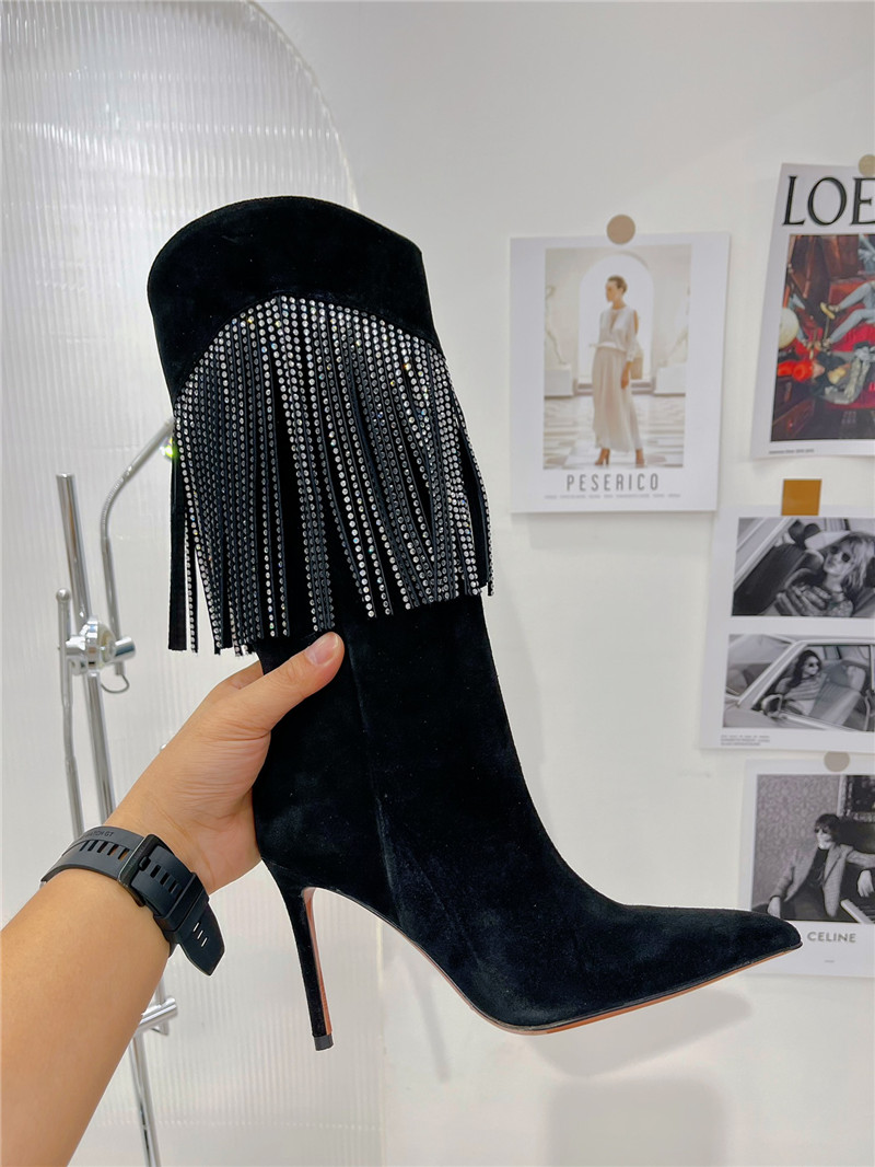 amina muaddi fringed long boots