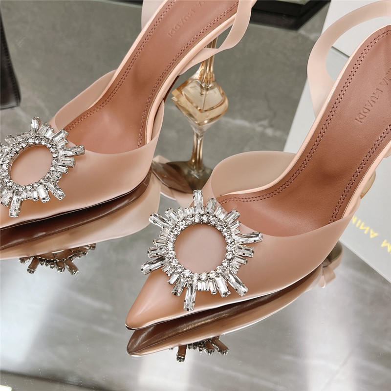 Amina Replica rhinestone buckle heeled slides