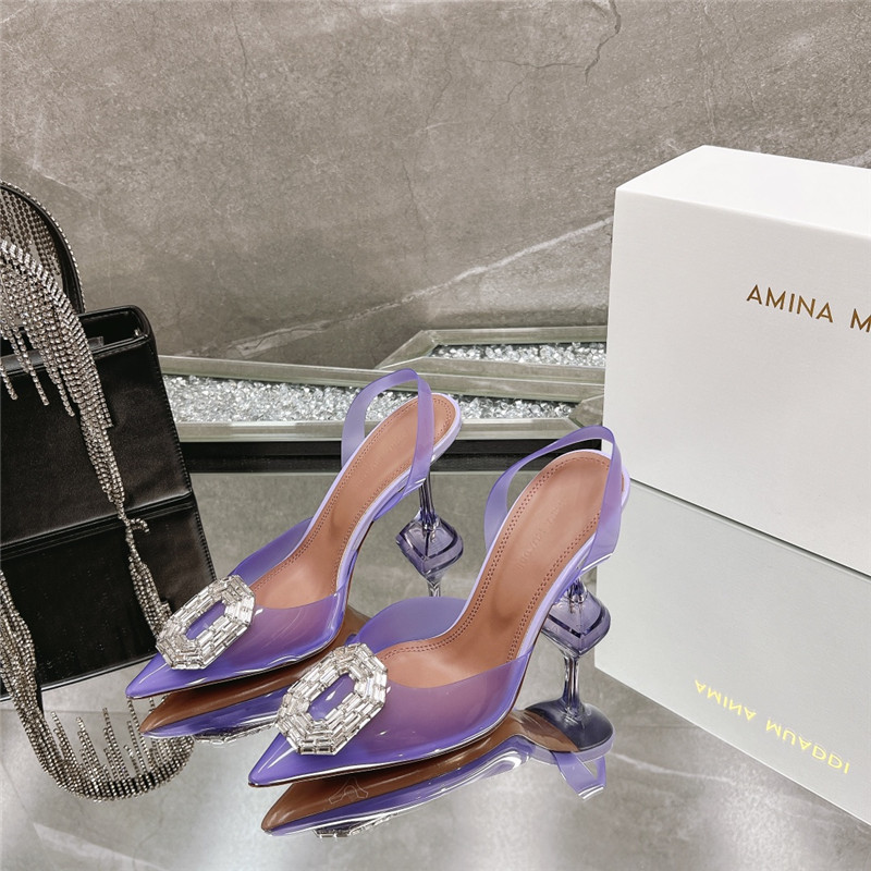 AMINA MUADDI rhinestone buckle heeled sandals