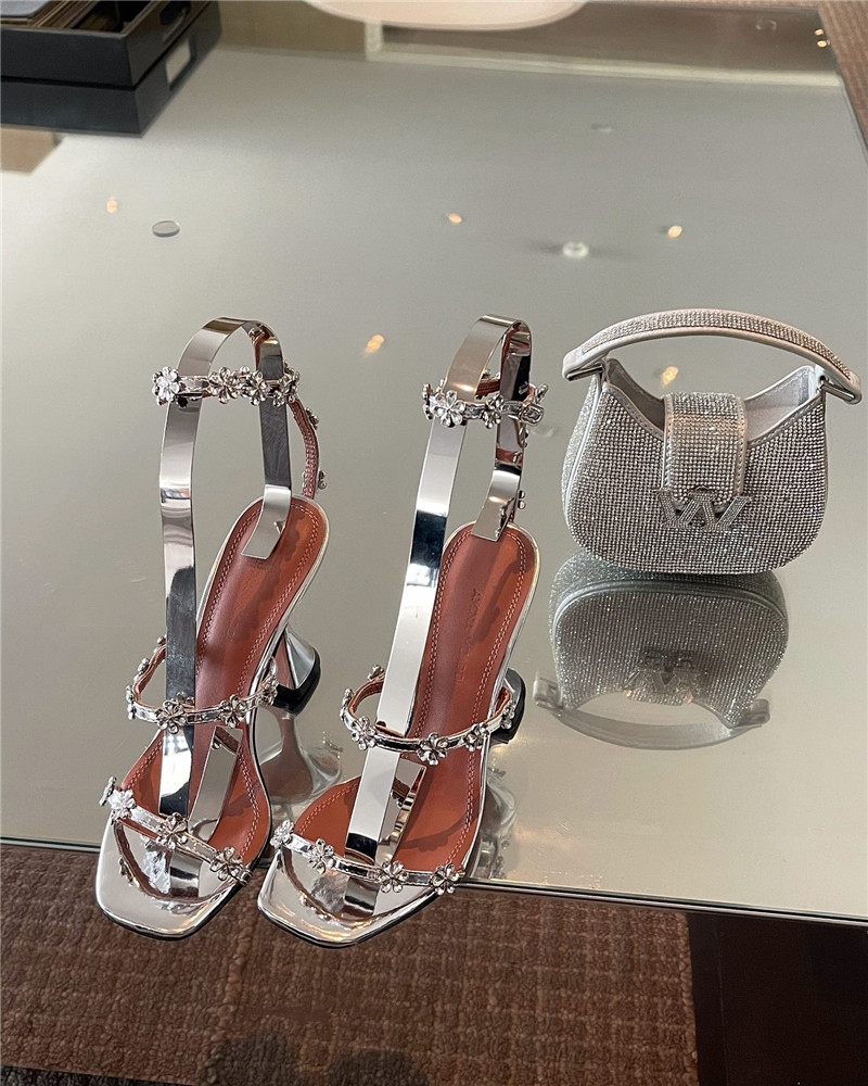 Amina Muaddi Crystal Heels Wine Glass Heel Sandals