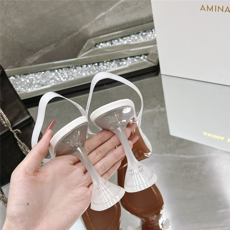 AMINA MUADDI rhinestone buckle heeled sandals