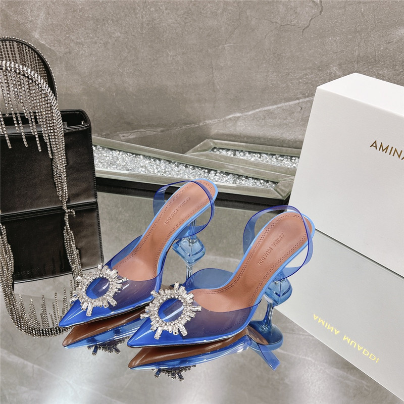 Amina Replica rhinestone buckle heeled slides