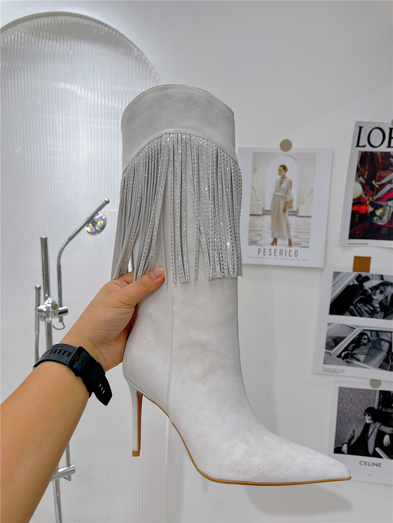 amina muaddi fringed long boots