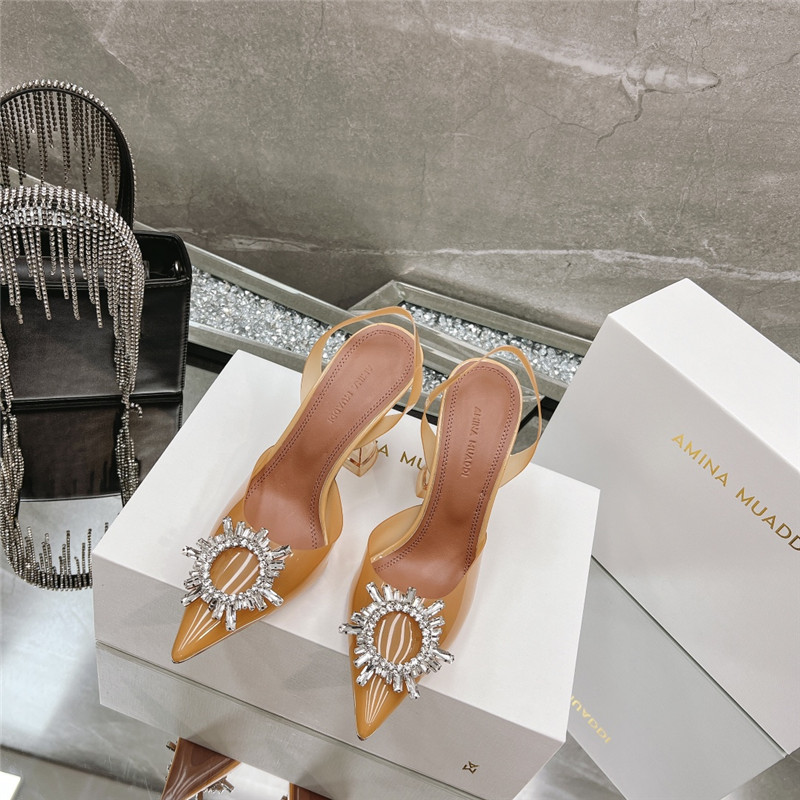 Amina Replica rhinestone buckle heeled slides