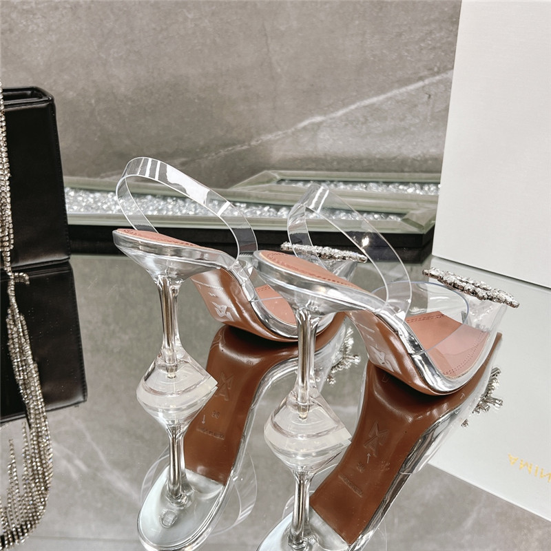 Amina Replica rhinestone buckle heeled slides