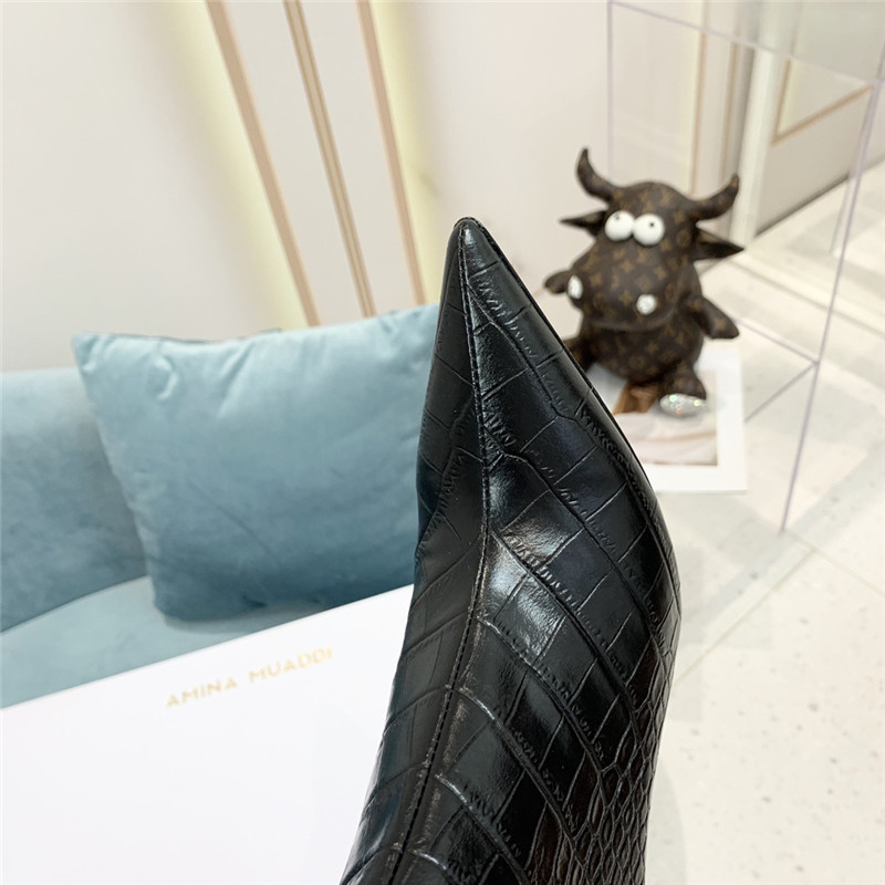 amina muaddi crocodile print boots