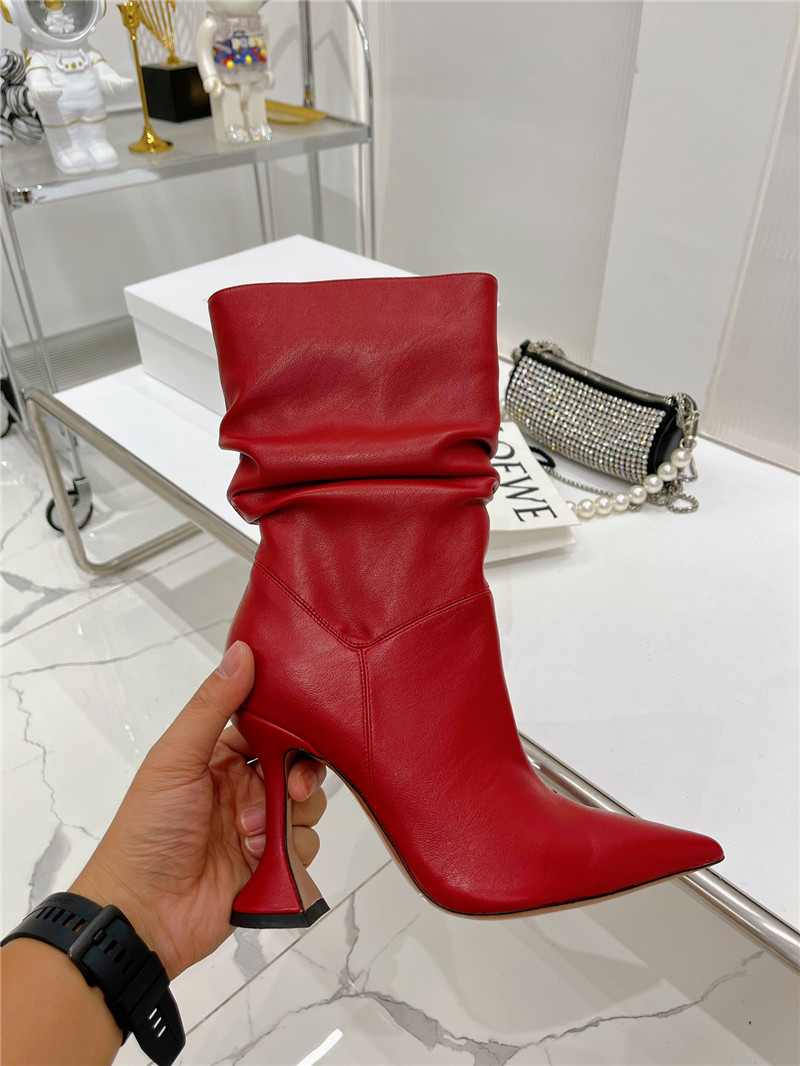 amina muaddi leather ankle boots