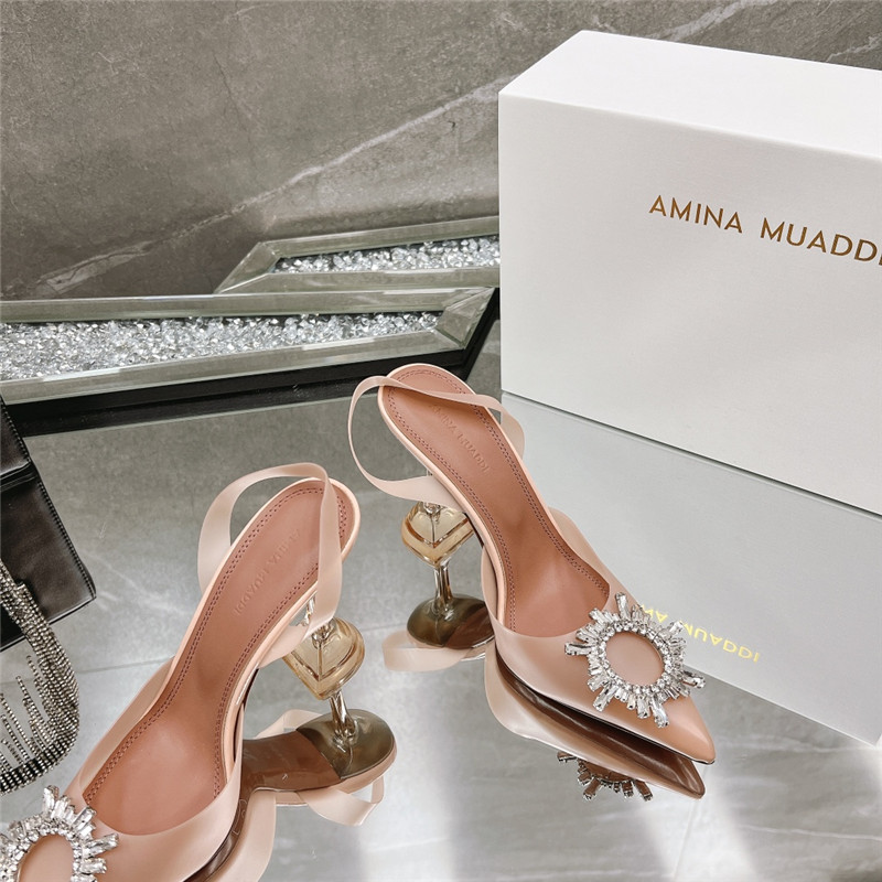 Amina Replica rhinestone buckle heeled slides