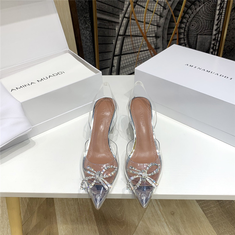 amina muaddi crystal heel pumps
