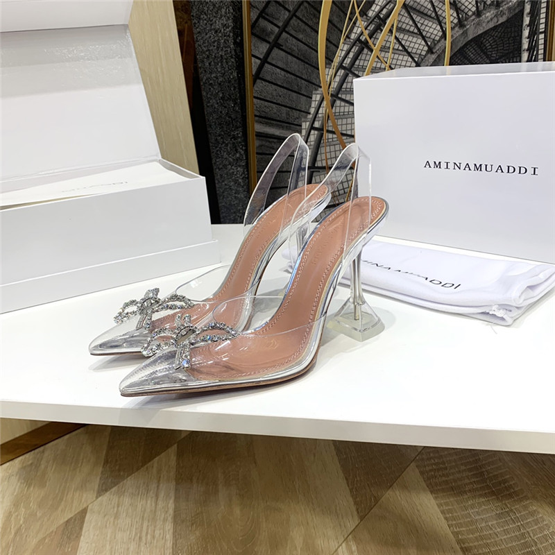 amina muaddi crystal heel pumps