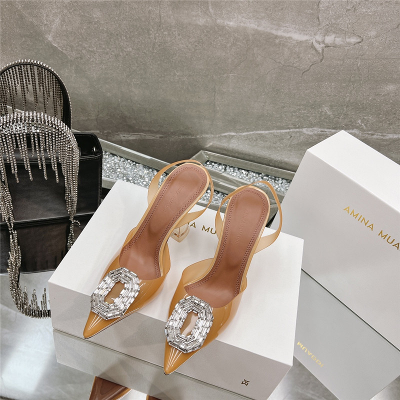 AMINA MUADDI rhinestone buckle heeled sandals