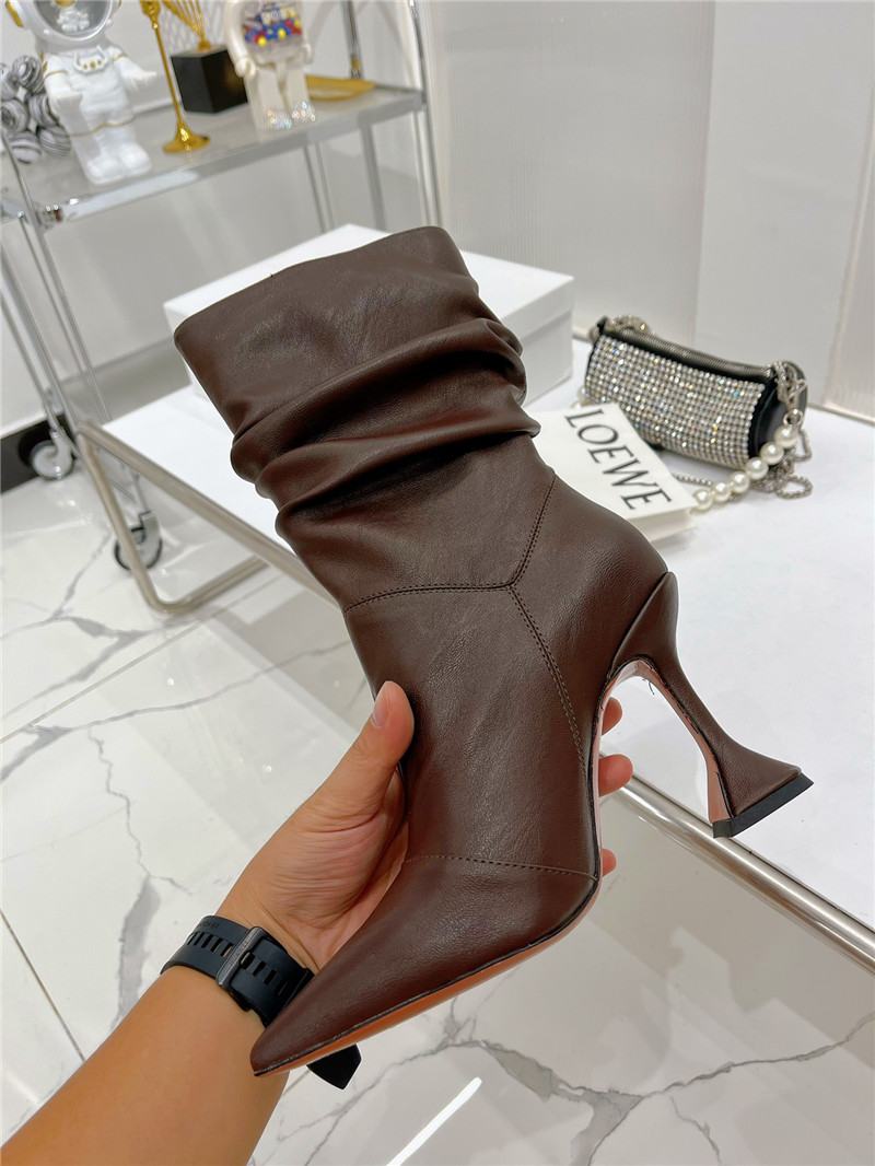 amina muaddi leather ankle boots