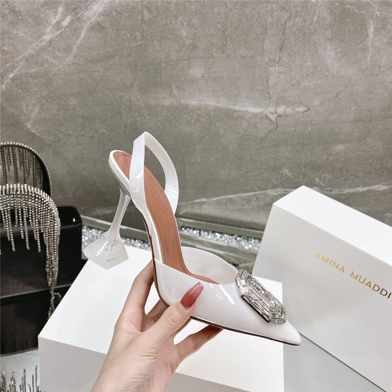 AMINA MUADDI rhinestone buckle heeled sandals