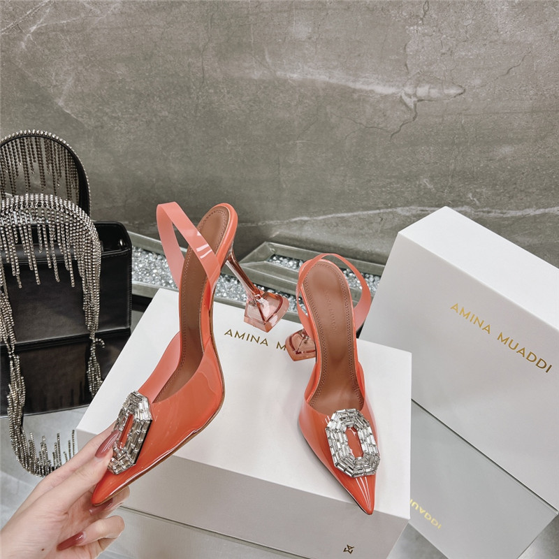 AMINA MUADDI rhinestone buckle heeled sandals