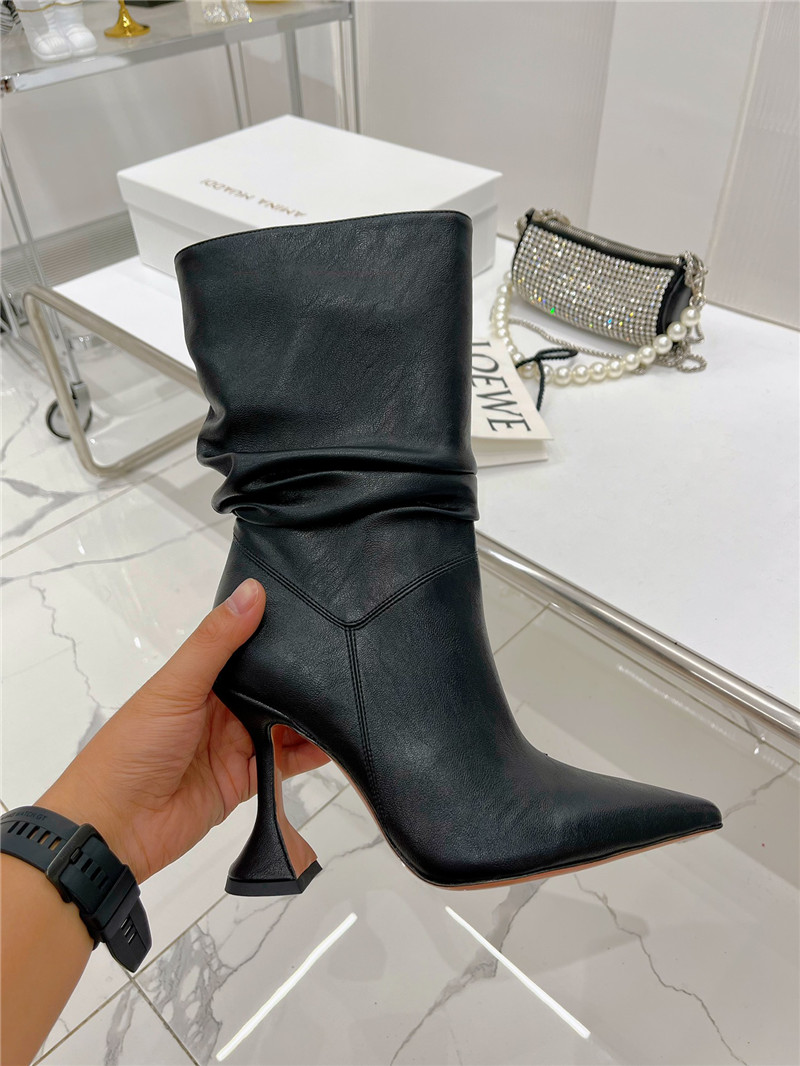 amina muaddi leather ankle boots