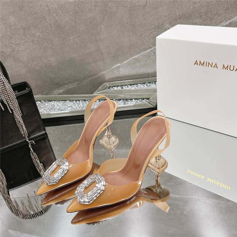 AMINA MUADDI rhinestone buckle heeled sandals
