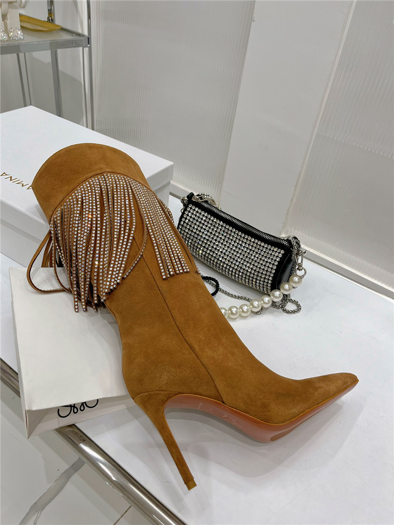 amina muaddi fringed long boots