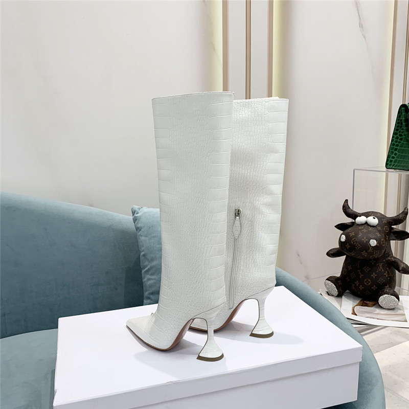 amina muaddi crocodile print boots