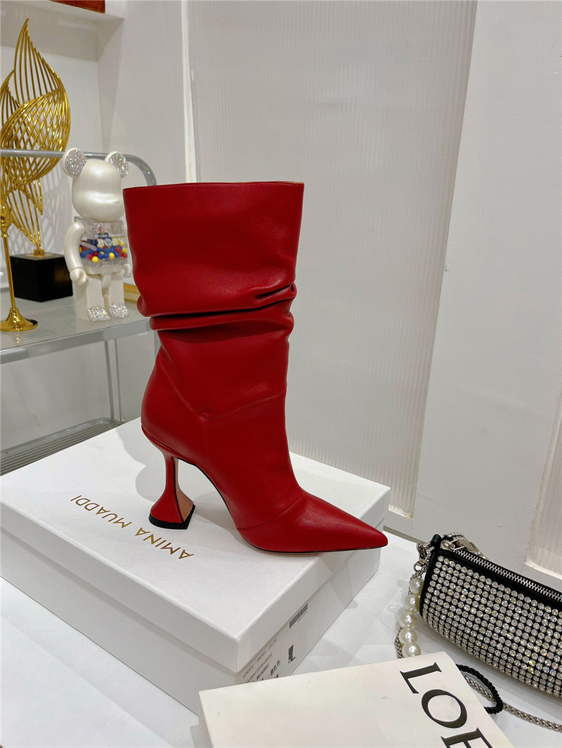 amina muaddi leather ankle boots