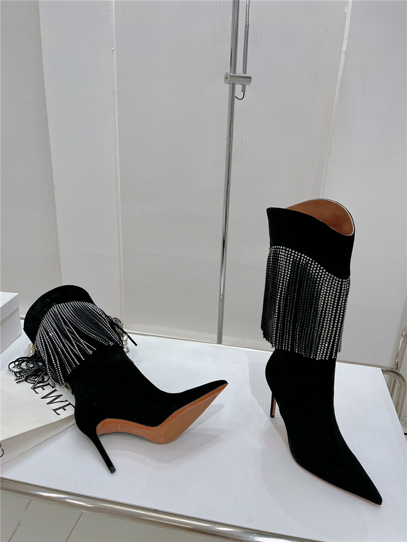 amina muaddi fringed long boots