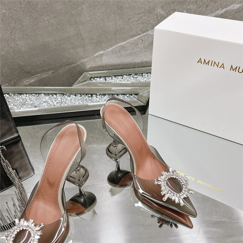 Amina Replica rhinestone buckle heeled slides