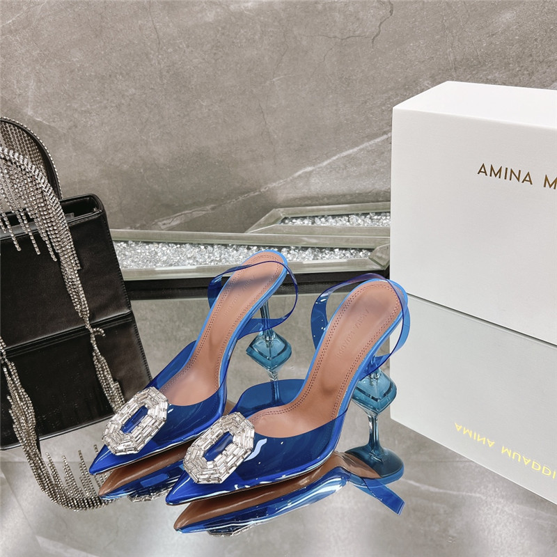 Amina Replica rhinestone buckle heeled sandals