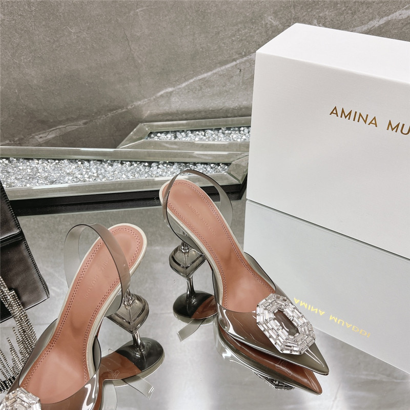 AMINA MUADDI rhinestone buckle heeled sandals