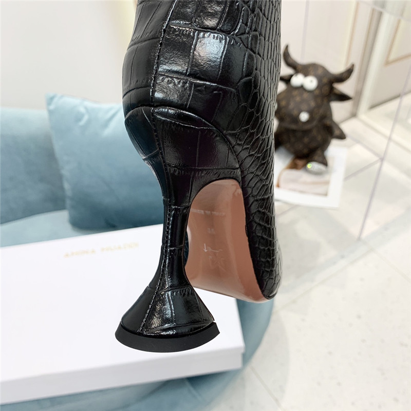 amina muaddi crocodile print boots