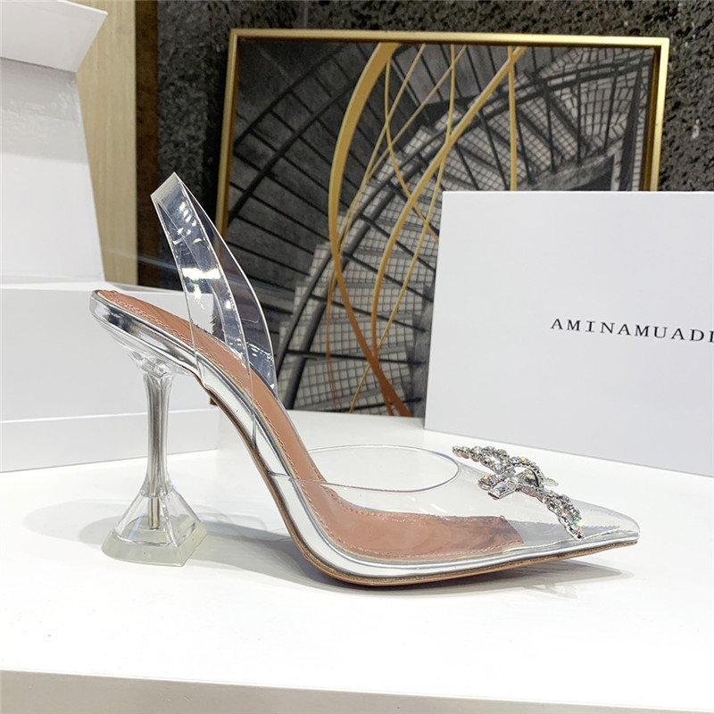 amina muaddi crystal heel pumps