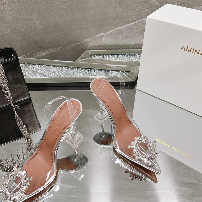 Amina Replica rhinestone buckle heeled slides