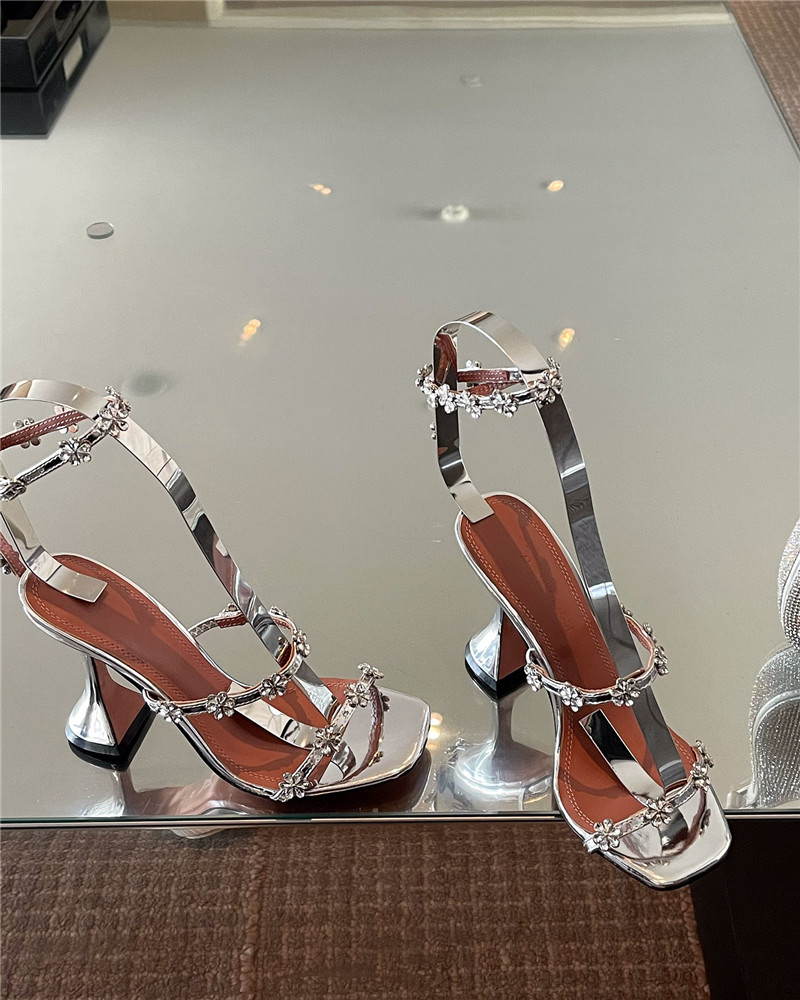 Amina Muaddi Crystal Heels Wine Glass Heel Sandals