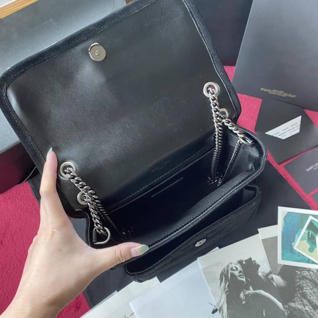 YSL Dupes Bags Niki Small In Frosted Leather Black Bag