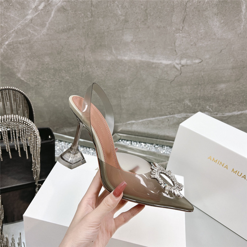 Amina Replica rhinestone buckle heeled slides