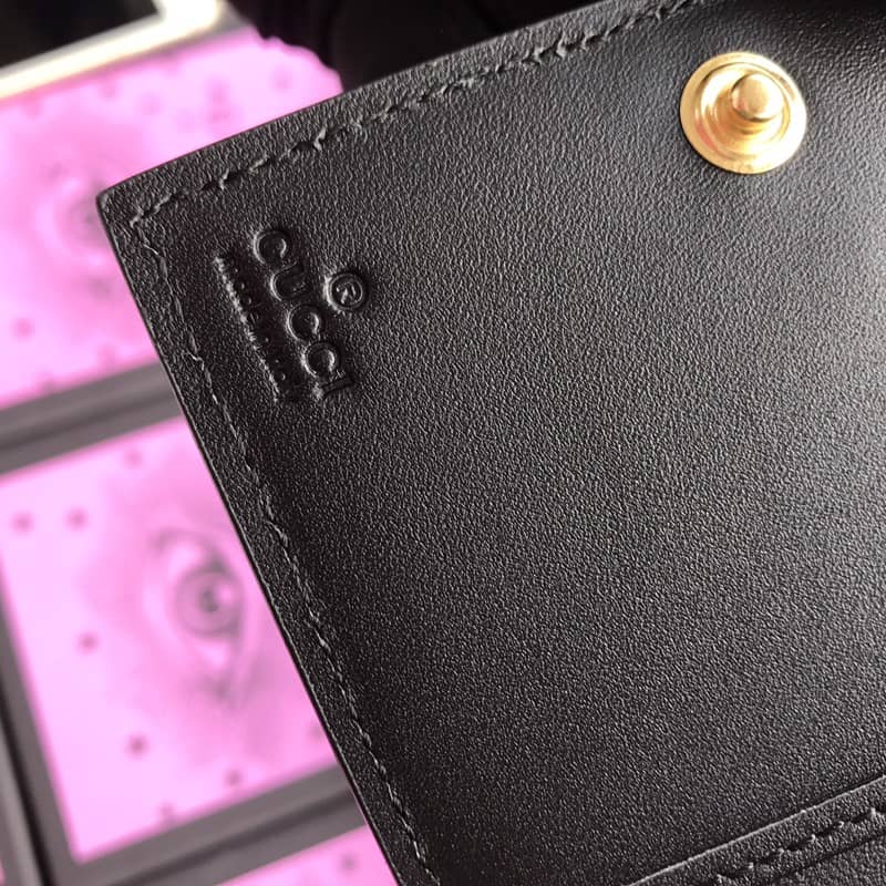 Gucci Short Button Cowhide Leather Wallet Black 476081
