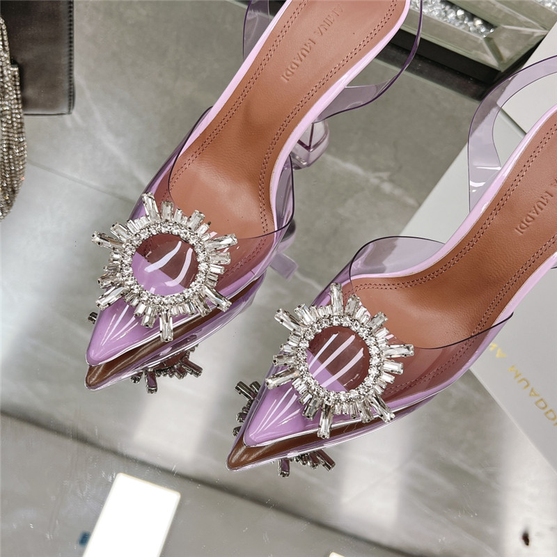 Amina Replica rhinestone buckle heeled slides