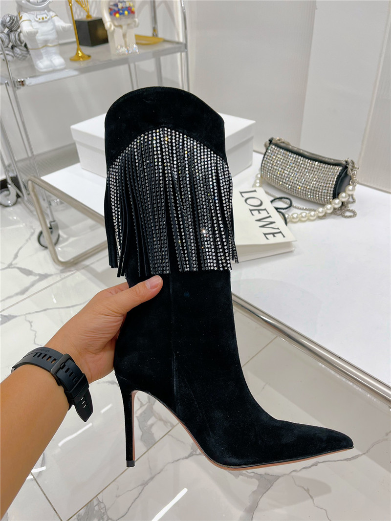 amina muaddi fringed long boots